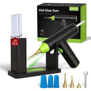 Hot Glue Gun Kit, Cordless Glue Gun with Stand USB Rechargeable Fast Preheating Auto Shut-Off Mini Hot Melt Glue Gun Tool for DIY Crafts Arts School Home Quick Repair (Green)
