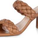 Athlefit Women's Braided Heeled Sandals Summer Square Open Toe Chunky Block Heels
(Size 8)