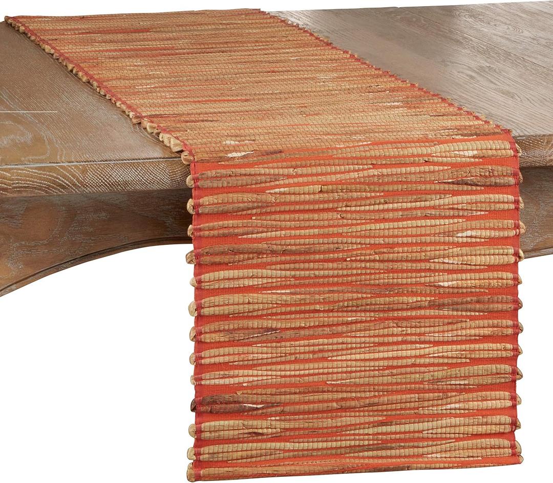 Saro Lifestyle Textured Wooden Bead (14"x108", Orange)