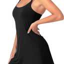 Womens Tennis Dress with Built-in Bra & Shorts Athletic Dress Workout Dress Exercise Dress with Pockets Golf Dress (Black)