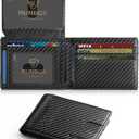 RUNBOX Wallet for Men Slim Rfid Leather 2 ID Window With Gift Box (Carbon Black-15 slots)