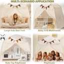 Extra Large Kids Play Tent with Flags & Star Lights, Portable & Foldable Teepee, Boys & Girls, Indoor Outdoor Dome Tent Playhouse, 59x39x59 in, Cream