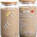 Christmas Gifts for Mom Womem, 16oz Can Glass Cups with Lids and Straws Mom Iced Coffee Cups for Mama Wife New Mother Stepmom on Birthday Xmas Presents