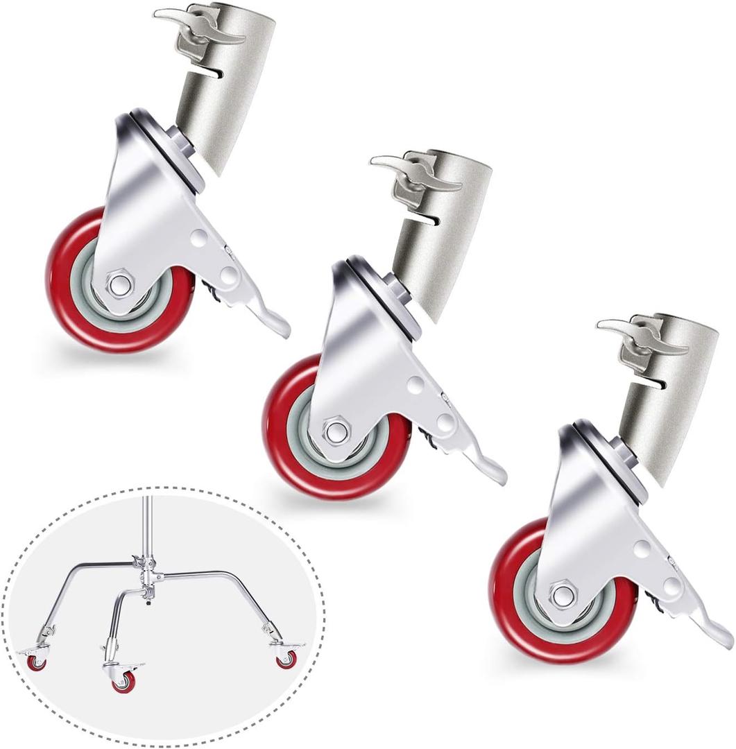 Neewer Pack of 3 Professional Swivel Caster Wheels Set with 75mm Diameter, Durable Metal Construction with Rubber Base ONLY Compatible with Neewer Photography C Stand for Studio Video Shooting