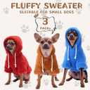Reginary 3 Pcs Winter Fuzzy Dog Sweaters Girl Boy Dog Hoodies Puppy Hooded Sweatshirts, Warm Soft Fall Cold Comfort Pet Clothes Pet Coats for Small to Large(M)