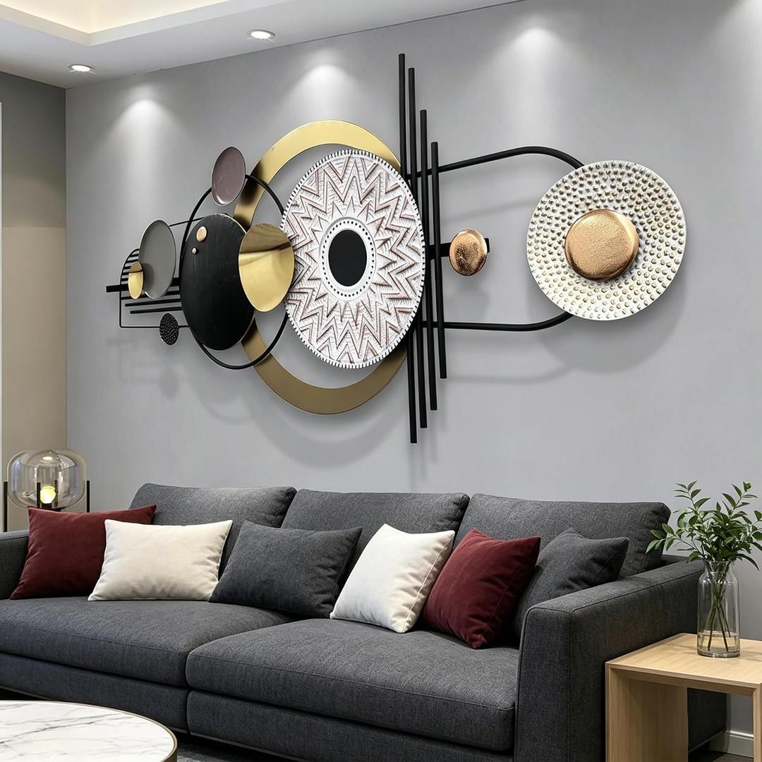 JFUJFU Large Modern 3D Wall Art Metal Sculpture for Home & Office, 59"L x 22"W