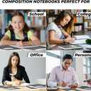 Rosmonde 12 Pack Composition Notebook College Ruled Bulk, 200 Pages (100 Sheets), 9-3/4 x 7-1/2, Hard Cover College Ruled Notebook Bulk, Black Marble Composition Notebook College Ruled, Bulk Notebooks