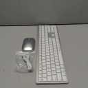 SABLUTE Bluetooth Keyboard and Mouse for Mac  7-Color Backlit, Multi-Device, Rechargeable, Full-Size Wireless Keyboard Mouse Combo with Quiet Scissor-Switch Keys & Tilt Legs for Mac (Silver White)