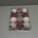 12PCS Burlap Christmas Ornaments, Rustic Jute Wrapped Balls 3.15", Snowflake Embroidered & Plaid Pattern Farmhouse Ornaments for Christmas Tree