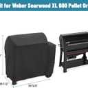 Cover for Weber Searwood XL 600 Wood Pellet Grill, Heavy Duty Smoker Grill Cover Waterproof Weather Resistant Outdoor