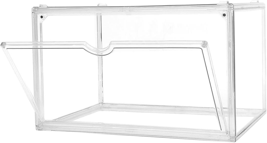 Shoe Boxes Clear Plastic Stackable Acrylic Sneaker Shoe Display Case Transparent Display Case Clear Storage Bins With Lids Acrylic Boxes for Display Shoe Organizer Containers (Side Door-1pcs)