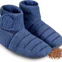 REVIX Microwavable Booties for Cold Feet Moist Heat Therapy, Heated Slippers Women & Men for Soothing Cold Foot, Microwavable Foot Warmers, Non-Slip Sole & Adjustable Fit, Navy S