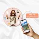 Inspirational NFC Christian Keychain with Scripture Card, Tap with Your Phone to Get Daily Bible Verse (Jesus V Gesture)