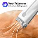 Dog Grooming Vacuum & Blow Dryer : 16000Pa Hair Suction, Dog Clipper, High Velocity Dog Blower with Heater, 8 Pet Grooming Vacuum kit, Gray
