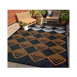 Lahome Outdoor Rugs 8x10 Waterproof, Reversible Plastic Large Outdoor Rug for Patios, Outside RV Mat Carpet for Patio Deck Porch Backyard Balcony Picnic Trailer (Black/Brown, 8' x 10')