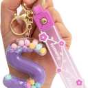 YOU WIZV Donut Keychain, Boba Tea Kawaii Cute Accessories for Backpacks, Comfort Liquid Keychain for Girls, Women, Daughters (Purple Snek Keychain - Letter S)