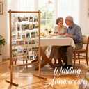 Collage Picture Frame,Photo Display Board with Clips,Wood Pictures Photos Frames With Stand for Wedding Graduation Party Birthday Greeting Letter Postcards Christmas Cards Holder Organizer,53 inch, Standing