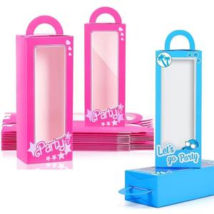 12PCS Pink+Blue Party Favor Boxes Blue Doll Gift Boxes Bachelorette Birthday Party Decoration Goodie Bag Candy Boxes for Girls and boys Birthday Party pink Birthday Bridal Shower Supplies