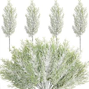 Alpurple 50 Pcs Christmas Snow Frosted Pine Branches- 13.5" Snowy Artificial Pine Needles Branches Twigs- Greenery Ceder Sprigs Pine Picks Stems for Christmas Wreath Home Garden Decoration