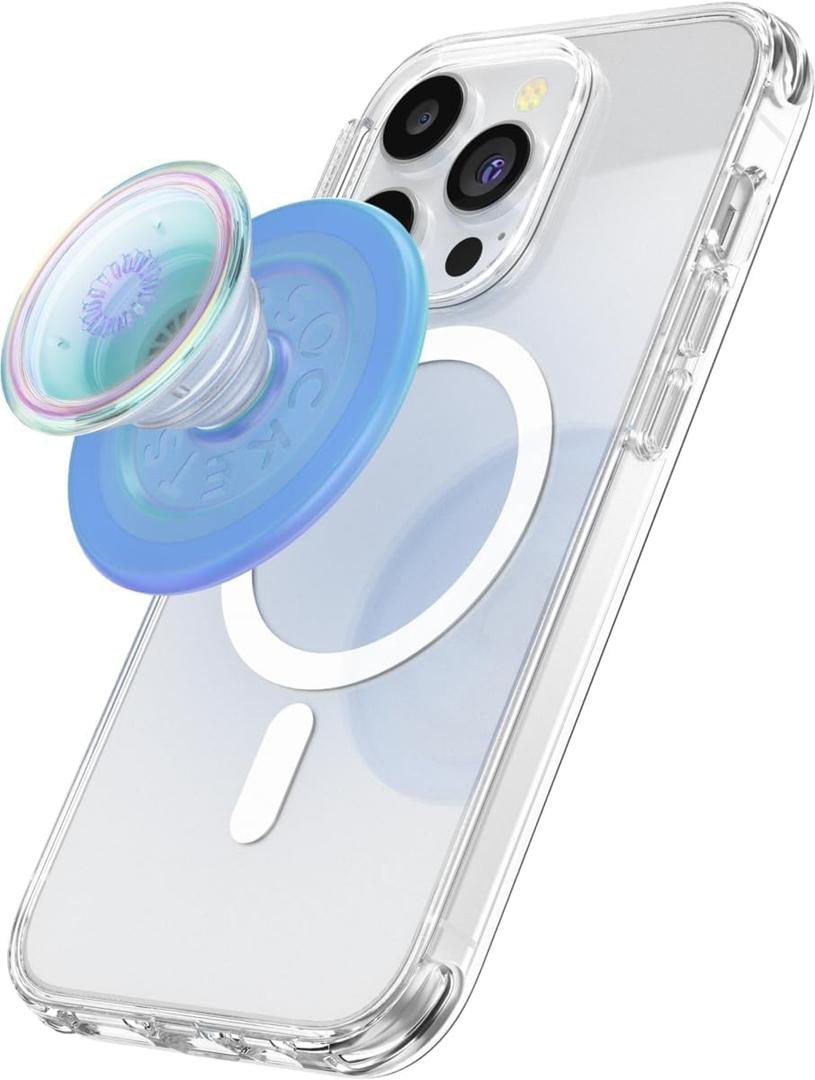 PopSockets Phone Grip for MagSafe, Magnetic Holder, Phone Stand, Blue - Opalescent Blue