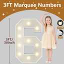 3FT Marquee Light Up Numbers, Giant Marquee Numbers, Pre-cut DIY Foam Board Number 6 for Sweet 16th 60th Birthday Decorations, 60th Anniversary 2026 Graduation Decor