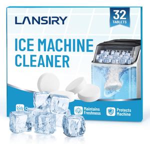 Ice Machine Cleaner Tablets and Descaler, 32 Count Ice Maker Cleaner Tablets for Countertop Portable Ice Makers, Nickel-Safe Removes Scale, Odor & Mineral Buildup for Fresh-Tasting Ice
