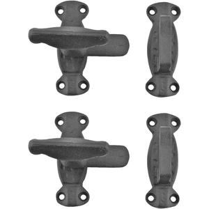 Renovators Supply Manufacturing Door Latch 2 in. Black Wrought Iron Latch Latch Lock for Cabinets/Windows with Mounting Hardware Pack of 2
