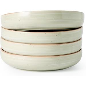 famiware Milkyway 33 oz Bowl Set, Pasta Bowls Set of 4, Salad Bowls, Double Reactive Glaze, Sturdy & Stackable, Ideal for Housewarming, Festivals, Matcha Green with Speckles