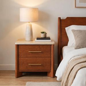 Nightstand with 2 Drawers ,Marble Top Night Stand,23.6” Bedside Table