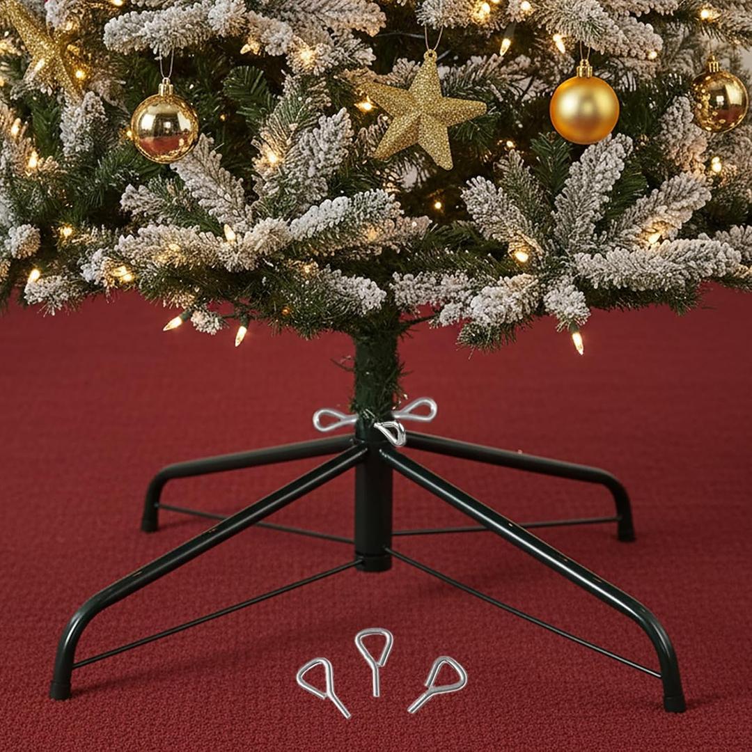 REFGY Heavy-Duty Folding Christmas Tree Stand, 15.7'' Metal Artificial Tree Holder, Replacement Base for 4-6 Ft Xmas Trees with 0.75''-1.26'' Pole, Sturdy, Durable & Easy Assembly