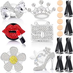 6 Pieces Car Air Vent Decoration Bling Car Interior Decoration Silver Rhinestone, Car Air Freshener Clip with Aromatic Soft Pad (Rhinestone Style)