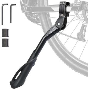 TOPCABIN Aluminum Alloy Bicycle Kickstand - Adjustable, Rear Side/Center Mount for Adult Bikes 24-29 inch (Black)