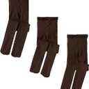 Jefferies Socks Little Girls' Smooth Tights, Chocolate, 4-6 Years (Pack of 3)