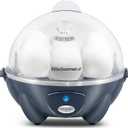 Elite Gourmet EGC710BG Rapid Egg Cooker, 7 Easy-To-Peel, Hard, Medium, Soft Boiled Eggs, Poacher, Omelet Maker, Auto Shut-Off, Alarm, 16-Recipe Booklet, BPA-Free, Slate Blue