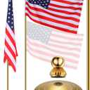 Threan Indoor Telescoping Flag Pole with Base and Ball Top Indoor Flag Pole and Stand Heavy Duty Indoor Stainless Steel Flag Pole Base for House Office Decor, Flag Not Included (Gold, 8.53 ft)