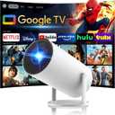 [320ANSI/Google Store/Voice Control] Smart Projector with WiFi and Bluetooth, 10,000+ Apps, Pericat 4K UHD Home Theater Portable Mini Movie Projector, Indoor & Outdoor Use [180 & Netflix-Compatible]