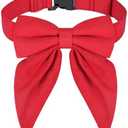 Malier Christmas Dog Collar with Bow tie, Classic Red Plaid Dog Christmas Collars for Girl and Boy, Cute Adjustable Holiday Puppy Collars for Small Medium Large Dogs Cats (Red, Large)