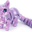 3D Printed Cat, Articulated Black Cat Toys for Adult, 3D Print Animals Fidget Toys Decor for Stress Relief, 3D Printing Cute Cat Desktop Pet (Light Purple)
