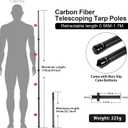 Telescopic Tarp Poles, Canopy Adjustable Carbon Fiber Poles Set of 2, Portable & Lightweight Tent Tarps for Awning, Camping, Hiking 67"