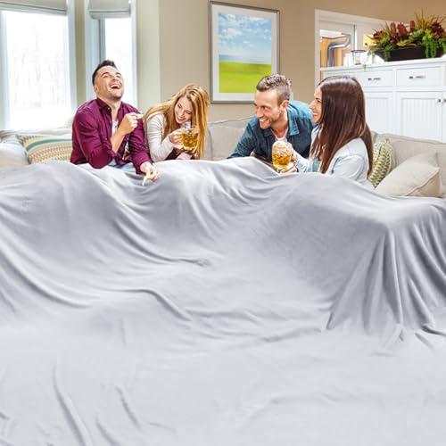 Edenleaf Oversized Blanket 120x120 Inches, Giant Huge Companion for Bed, Sofa, Travel and Camping, Extra Large Big Soft Blanket Fits The Whole Family and Outdoor Campaign, Light Grey