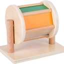 Montessori Baby Toys Play Kit Montessori Mirror Peekaboo Knob Puzzle, Medium Spinning Drum and Rainbow Fabric Ball Kit Toys for 6-12 Months Toddlers