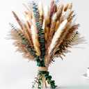 Pampas Grass Decor, Dried Flower Bouquet with Bunny Tail Grass, Pampas Grass & Eucalyptus, Boho Centerpieces for Tables & Floors - Dried Floral Arrangement, Fall Grass & Stylish Olive Green Wall Dcor