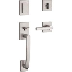 Baldwin Spyglass , Front Entry Handleset with Interior Lever, Featuring SmartKey Deadbolt Re-Key Technology and Microban Protection, in Satin Nickel