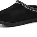 Women's Fuzzy Cozy Warm Slippers Indoor and Outdoor Slip On Cute House Fluffy Clogs size 9, Black 