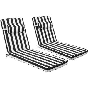 Outdoor Chaise Lounge Cushion with Headrest, 80x26x3 in, 2Pack, 2 Count-80 in L X 26 in W X 3 in T