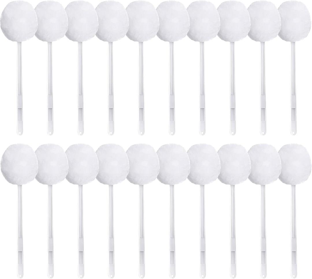 Eaasty Toilet Bowl Brush with Long Plastic Handle Bulk Disposable White Soft Swab Toilet Bowl Cleaners Mop with Silk Cotton Brush for Bathroom, 11 x 4.3 Inch(20 Pack)