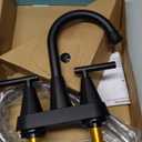 Cobbe Bathroom Faucets for Sink 3 Hole, 4 Inch with Pop Up Drain and 2 Supply Hoses, 2 Handle Centerset Bathroom Faucet for Sink Vanity, Midnight Black Matte