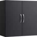 SoBuy Wall Cabinet Laundry Room Kitchen, Over Toilet Storage Cabinet, Medicine Cabinet with Shelf for Bathroom Garage Hallway Entryway, Black BZR200-SCH (W23.6 x D11.8 x H23.6)