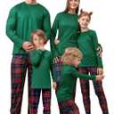 Rnxrbb Matching Family Christmas Pajamas Sets Christmas Pjs for Family Xmas Sleepwear for Kids Women Men Couples 2025 (Small, Button Green Plaid)