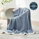 Snuggle Sac Blue Throw Blankets for Couch, Reversible Super Soft Warm Blankets Cozy Knit Blanket Fuzzy Plush Throws for Sofa, Bed, Gift, Heather Blue, 50 x 60 inches